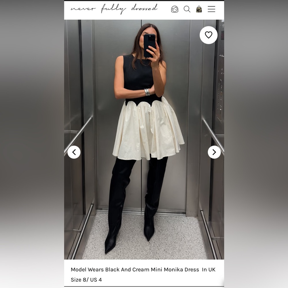 Never Fully Dressed Black and Cream Mini Monika Dress
